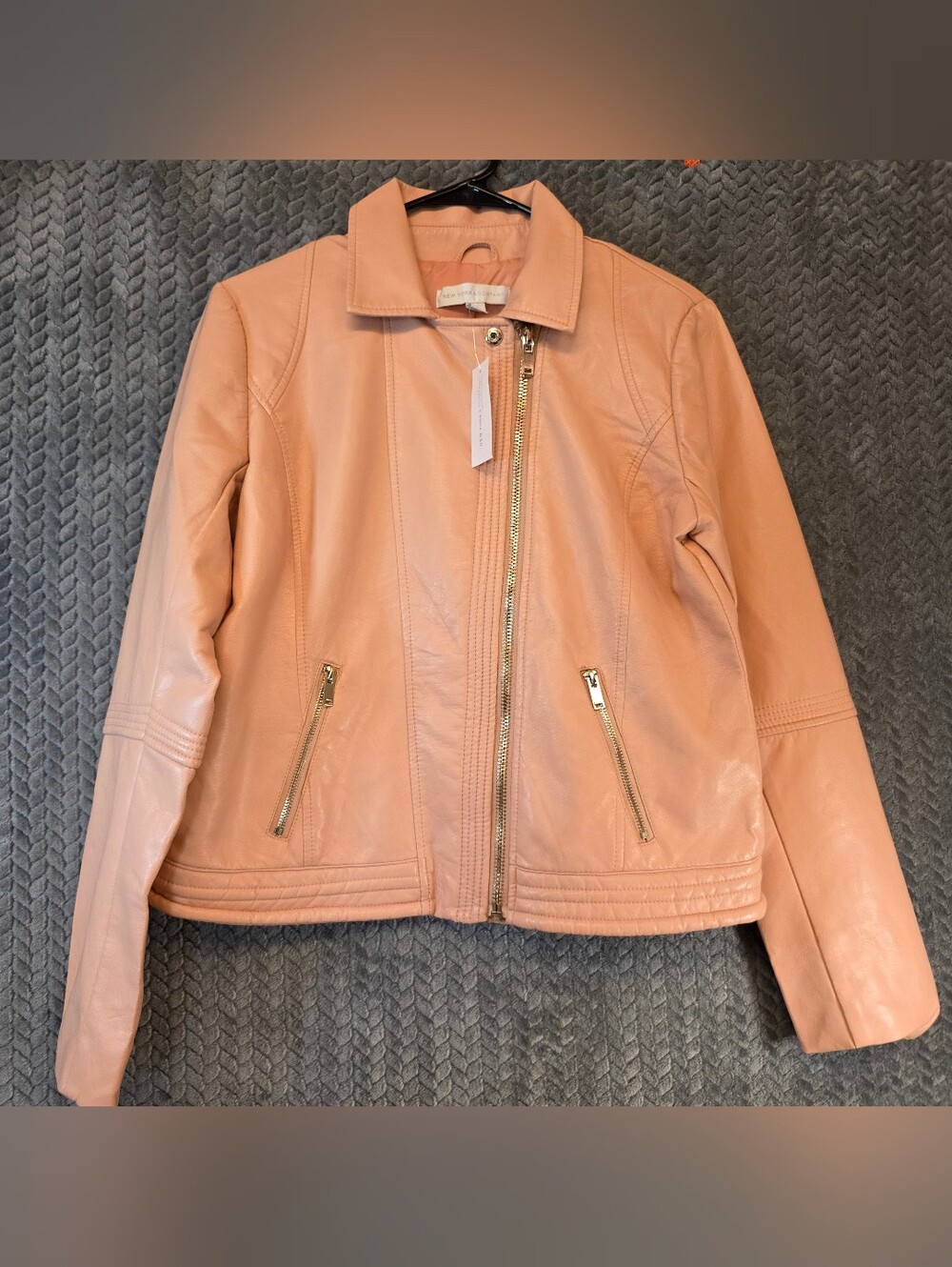 New York & Company Peach Zip-Front Bomber Jacket